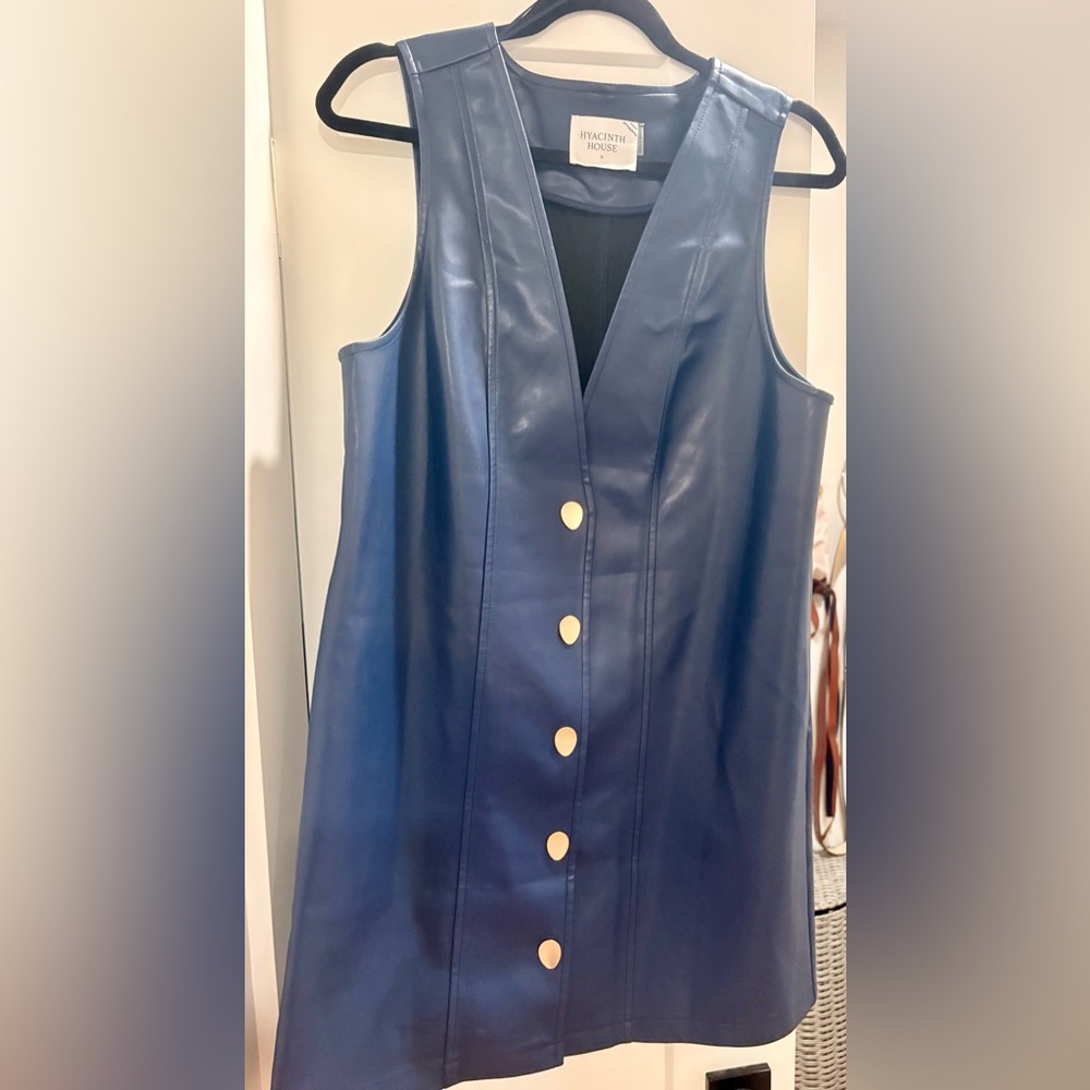 Tuckernuck - Hyacinth House - Navy Faux Leather Button-Front Sleeveless dress!